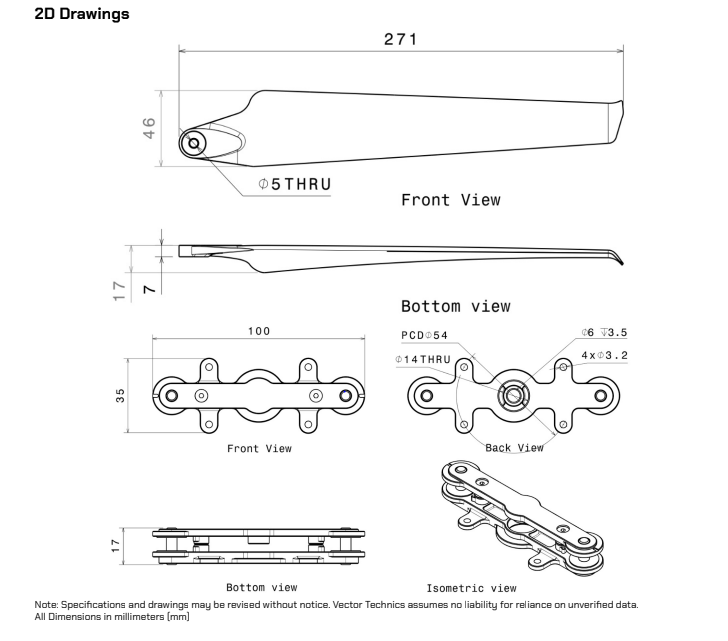 2308 PRO Propeller Front and Bottom Views