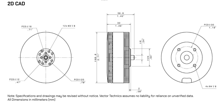 6010 PRO Motor 2D CAD Drawing