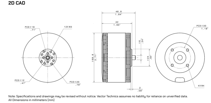 6020 PRO Motor 2D CAD Drawing