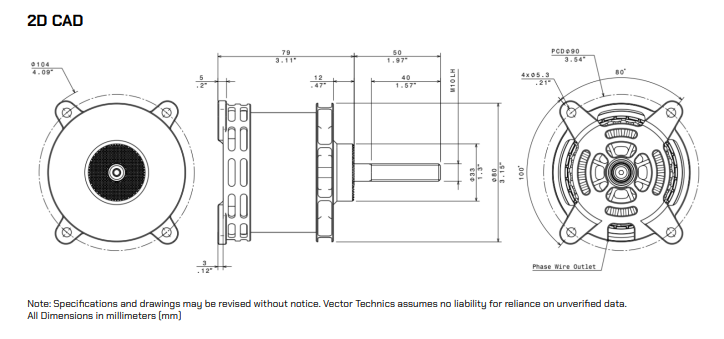 6040 FW Motor 2D CAD Drawing
