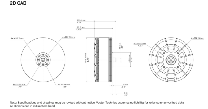 8015 PRO Motor 2D CAD Drawing